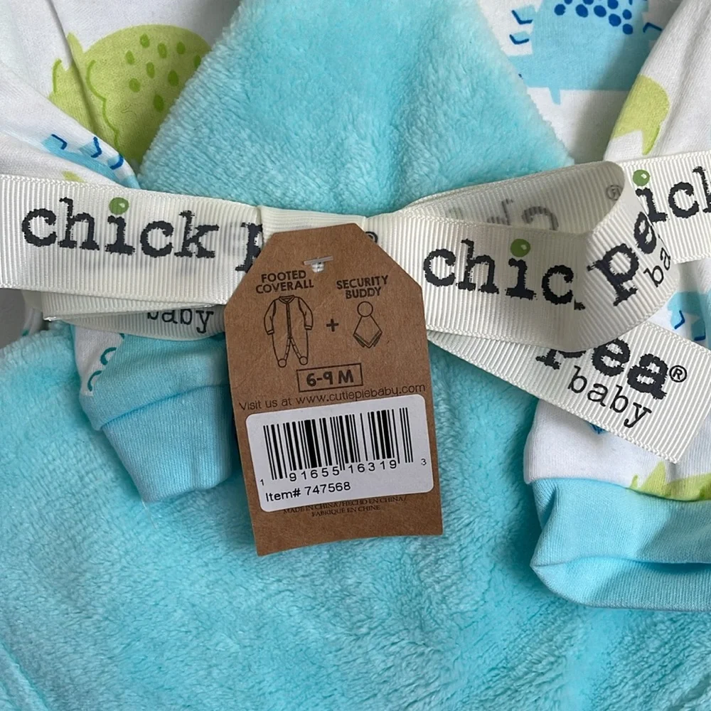 Chick Pea Baby Footed Coverall Onesie Bodysuit & Security Buddy 2-Piece Set